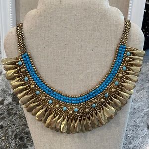 Vintage Stella dot Serena lily peri necklace gold turquoise bib only one on PM